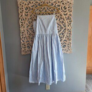 Free Assembly Midi Dress Size XL Blue White Cotton Sleeveless Square Neck